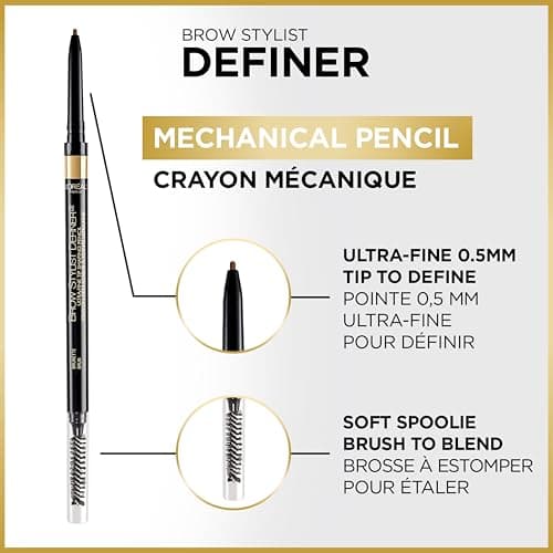 L’Oréal Paris Cosmetics Brow Stylist Definer, Ultra-Fine Tip Eyebrow Pencil, 0.5mm Tip for Well-Defined Brows and Easy Blend With No Gaps, Dark Brunette, 90mg — view 5