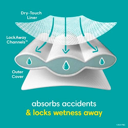 Pampers Easy Ups Girls & Boys Potty Training Pants, Size 7 (5T6T), Bluey Absorbent Training Underwear, Up to 100% Leakproof Day and Night, Hypoallergenic, 1 Pack (Count of 70) — view 9