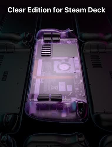 JSAUX Transparent Back Plate Compatible for Steam Deck, DIY Clear Edition Replacement Shell Case Compatible with Steam Deck, Buttons with Three Different Heights and Feel - PC0106 [Purple] — view 2