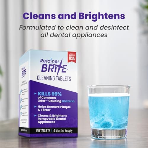 Retainer Brite - Retainer Cleaner Tablets for Invisalign, Mouth Guard Cleaner, Night Guard Cleaning and More. Cleaning Tablets for Ultrasonic Cleaners. 120 Tablets - 4 Month Supply. Made in USA — view 4