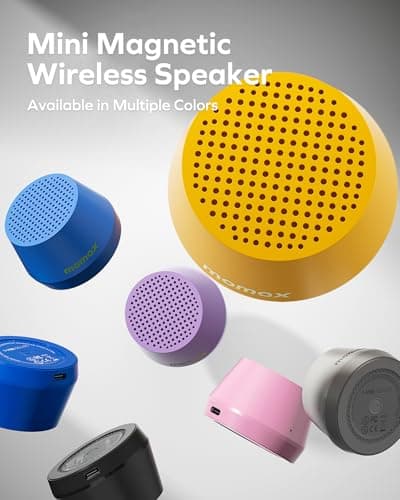 MOMAX Mini Portable Wireless Speaker - Magnetic Waterproof Speaker with Balanced Sound, 12H Playtime, Indoor Speaker True Wireless Stereo Pairing for Home, Bedroom, Bathroom, Gift Ideas, Black