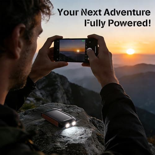Solar Power Bank 20000mAh, Orange Portable Charger with USB-C USB-A Outputs, Emergency Backup Battery Pack, LED Flashlight, for iPhone Samsung Android – Solar for Emergency Only, Perfect for Camping — view 5