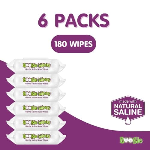 Boogie Gentle Saline Nose Wipes Unscented - 180 Count