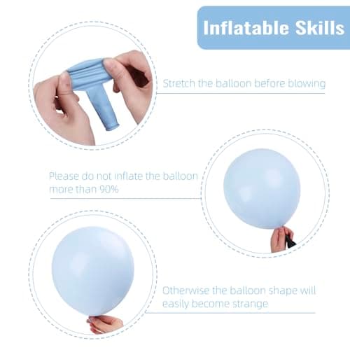 RUBFAC Blue Balloons 129pcs, Pastel Light Blue Balloon Different Sizes 18 12 10 5 Inch for Garland Arch Kit, Gender Reveal Baby Shower Birthday Wedding Easter Party Decoration — view 2
