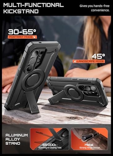 SUPCASE for Samsung Galaxy S26 Ultra Case with Stand, Military-Grade Drop Protection, Compatible with Wireless Charging/MagSafe, Built-in Screen Protector & Front Frame – UB Pro Mag, Black — view 5