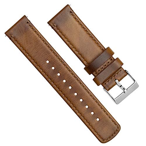 18mm Weathered Brown BARTON Quick Release Top Grain Leather Watch Band Strap — view 2