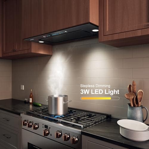IKTCH New 30" Range Hood Insert, 900 CFM Ducted/Ductless Range Hood with 4 Speed Fan, Black Stainless Steel & Tempered Glass and Gesture Sensing&Touch Control Making life Smarter — view 4