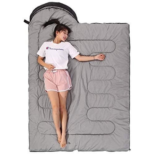 Sleeping Bag 3 Seasons (Summer, Spring, Fall) Warm & Cool Weather - Lightweight,Waterproof Indoor & Outdoor Use for Kids, Teens & Adults for Camping Hiking, Backpacking and Survival (Black Grey) — view 6