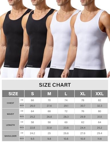 Casey Kevin Men's Firm Compression Tank Top 4 Pack Tummy Control Shirt — view 5