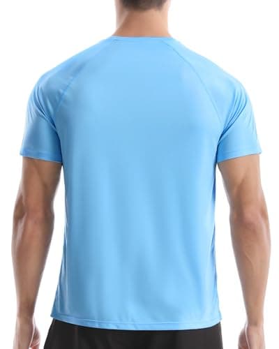 Roadbox Mens Sun Protection Swim Shirt, UPF 50+ Short Sleeve UV Rash Guard, Quick Dry Water T-Shirt for Surf Running Workout