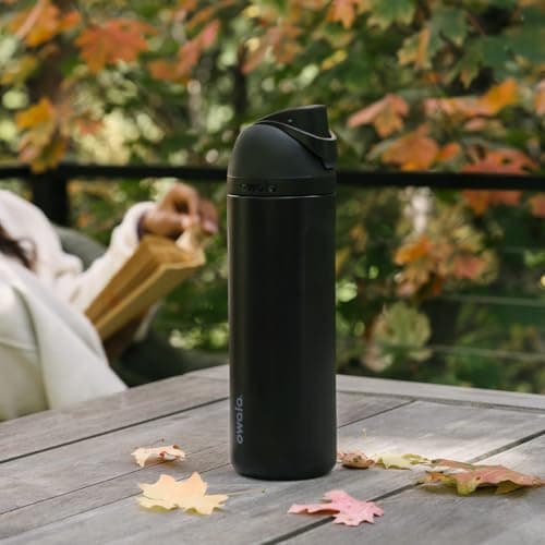 Owala FreeSip Insulated Stainless Steel Water Bottle with Straw for Sports and Travel, BPA-Free, 24-oz, Very, Very Dark — view 5