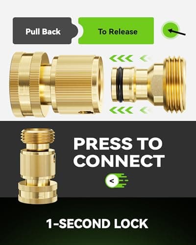 RainPoint Quick Connect Hose Fittings 3/4" GHT - Solid Brass Garden Hose Connectors, No-Leak Design & Universal Fit for Instant Connection (2 Sets) — view 3