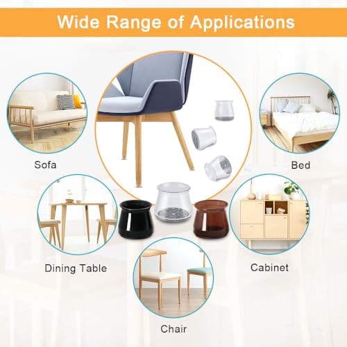 32 Pcs Chair Leg Floor Protectors - Silicone Felt Pads, Scratch-Proof & Noise-Free, Easy Smooth Moving, Large Size (Fits Round Chair Legs: 1-5/16" to 2" Diameter)​ — view 4