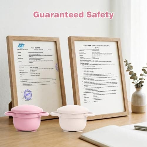 Daximo 2 Pack Toddler Snack Cups with Suction Base — 4-in-1 Detachable Stainless Steel Cups, Snack Cups for Toddlers Spill Proof with Silicone Lids & Handles (Matte Off White and Matte Pink)