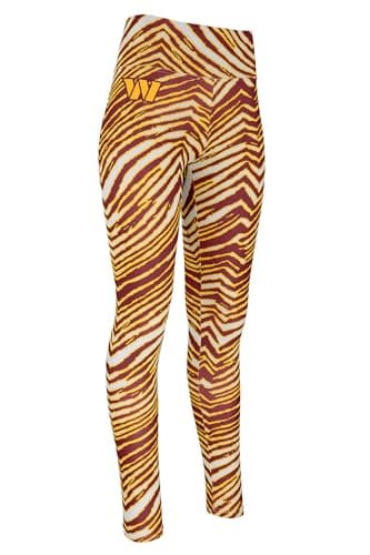 Zubaz NFL Women's Basic Zebra Print Legging, Washington Commanders, Medium Team Color