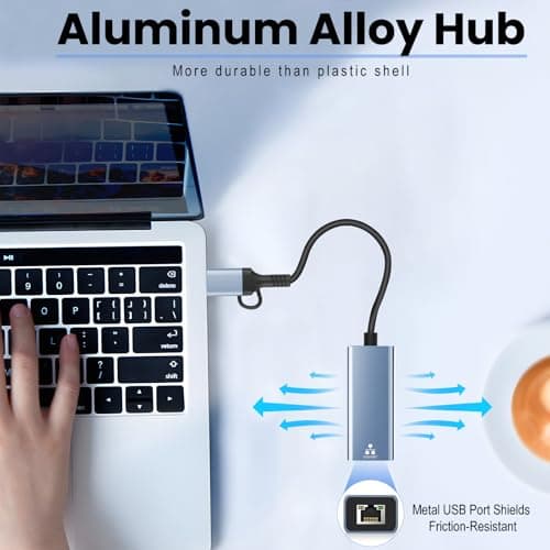 USB C to Ethernet Adapter, USB 3.0 to RJ45 Gigabit LAN 1000 Mbps Wired Network, USB to Ethernet Adapter for Laptops/Tablet, Compatible with Windows XP, MAC OS, Linux, Vista 7 8 10 11 — view 3