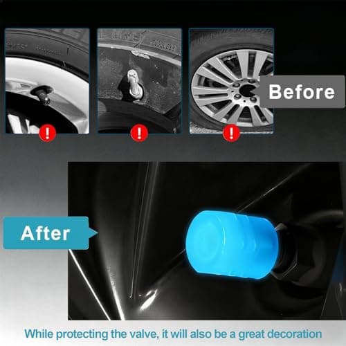 20 Pcs Glow in The Dark Tire Valve Caps Fluorescent Tire Valve Stem Caps, Cool Car Present for Universal Decoration Accessories for Car SUV Bicycle Motorcycles Trucks (Blue) — view 4