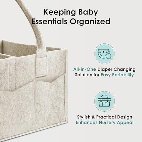 HIPHOP PANDA 2-Pack Diaper Caddy Organizer - Nursery Storage Bin & Car Organizer for Diapers, Wipes, and Baby Essentials - Dual-Color Solid Set (Caramel/Oatmeal), Regular Size — view 5