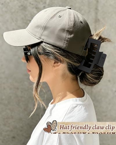 Hat-Friendly Claw Clips for Baseball Caps - 4 Pcs Trucker Hat Hair Clips for Women, Claw Clips for Thick Hair Hat Hairstyles, Gifts Hair Accessories — view 3