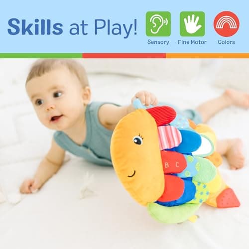 Melissa & Doug K’s Kids, Flip Fish Stuffed Animal, Soft Baby Book, Multi-Textured Squeaking & Crinkling Infant Sensory Toys for Babies with Baby Mirror, Tummy Time Toys for Infants Ages 0–9 Months — view 5