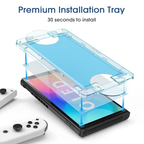 amFilm Auto-Alignment OneTouch for Nintendo Switch OLED Screen Protector [7.0"] 2021, Tempered Glass, 30 Seconds Installation, Bubble Free, Scratch Resistant, Touch Sensitive, Matte [2 Pack]