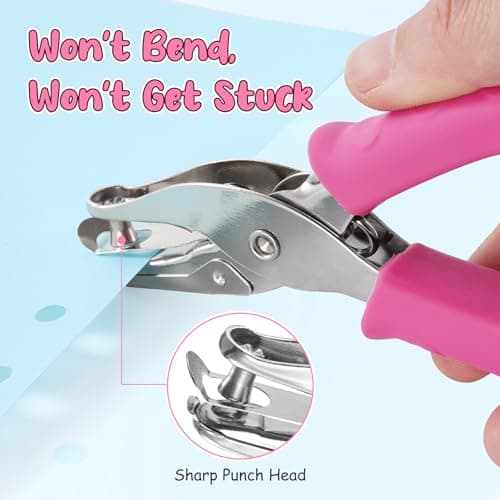 Vsvgmoq Single Hole Punch Set, 2 Pcs 1/4&1/8 Inch Hole Puncher Single with Soft Grip Handle, One Punch with Scrap Container, 8 Sheets Capacity, Fun Punch for Paper Crafts, Scrapbooks, Tags, Tickets — view 4