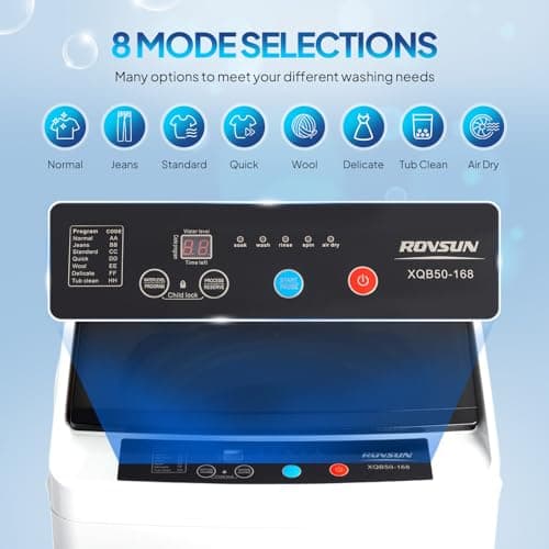 ROVSUN 17.8LBS Portable Washing Machine, Full-Automatic Electric Laundry Machine with Stainless Steel Drum, Compact Washer and Spin Dryer Combo with Drain Pump for Apartment, Dorm, Home — view 2