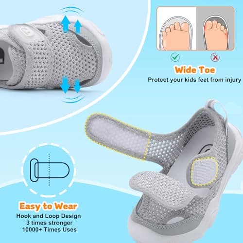 JOINFREE Barefoot Toddler Shoes with Wide Fit Quick-Dry Water Shoes with Flexible Sole and Non-Slip Outsole for Boys & Girls Light Grey Size 6 — view 4