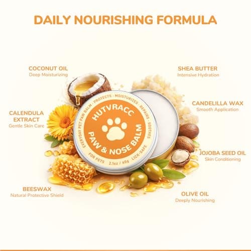 HUTVRACC Lick-Safe Dog Paw & Nose Balm | 2.1 oz All Natural Wax with Coconut Oil & Shea Butter | Winter Snow, Road Salt & Hot Pavement Protector | Moisturizer for Dry, Rough Pads & Snouts — view 4