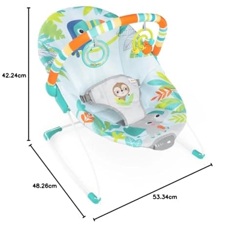 Bright Starts Rainforest Vibes 3-Point Harness Vibrating Baby Bouncer with -Toy bar — view 9