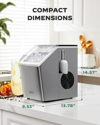Silonn Ice Makers Countertop, 44lbs Per Day, 2 Ways to Add Water, Auto Self-Cleaning, Stainless Steel Ice Machine for Home Office Bar Party — view 6