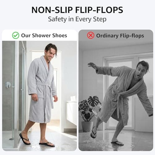 STQ Shower Shoes Mens Quick Dry Arch Support Flip Flops Non Slip Beach Pool College Dorm Bathroom Thong Sandals with Drain Holes Black, Size 10 — view 5