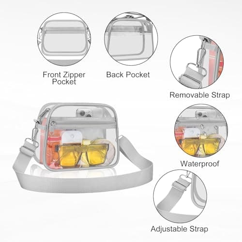 Clear Bag for Stadium Events Clear Sports Fan Handbags Purses with Adjustbale Strap for Concerts Festivals Game Day — view 2