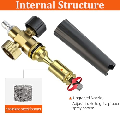 HOMINSPO Car Foam Cannon Pressure Washer with 5 Nozzle Tips Snow Foam Lance Jet Wash 1/4 Inch Quick Connector Car Wash Blaster for Pressure Power Washer Machine 1 Liter Capacity — view 2