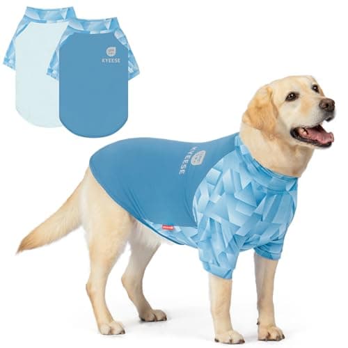 KYEESE 2Pack UV Protection Dog Shirt, UPF 50+ Cooling Dog T Shirts for Large Dogs Boy, Breathable Reflective Dogs Sun Shirts with Sleeves Summer Pet Clothes, Blue, 3XL