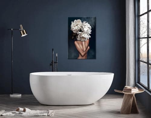 Yatsen Bridge Woman with Flower Head Wall Art Abstract Figure Pictures Canvas Print Modern Sexy Lady Artwork for Bedroom Decoration Stretched and Framed Ready to Hang 24x36 inch — view 3