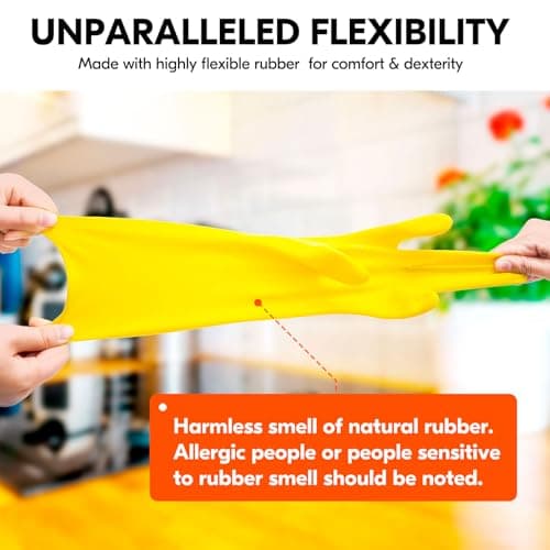 Vgo 1Pair Reusable Household Gloves, Rubber Dishwashing Gloves, Kitchen Cleaning (S,Yellow,HH4601) — view 4