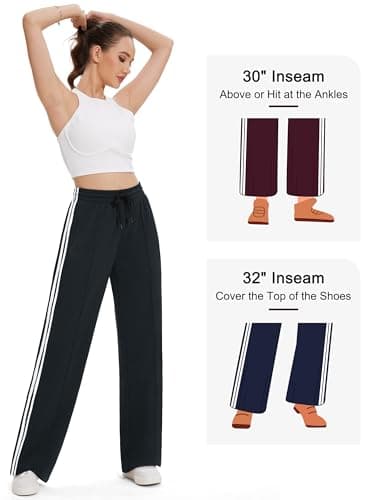 Tapata Women's 28" Inseam Petite Track Pants Loose Straight Leg Jogging Sweatpants Warm-Up Sports Athletic Running, Black, M — view 8