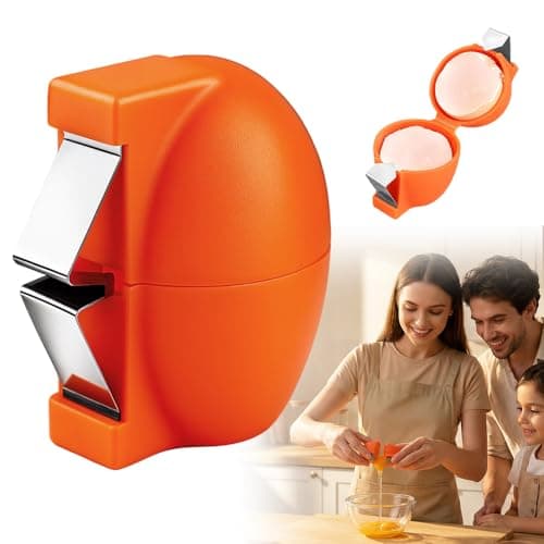 Egg Shell Opener, Stainless Steel Egg Cracker Tool, Multifunctional Egg Separator for Raw & Hard Boiled Eggs, Kitchen Egg Peeler Shell Remover Gadget (Orange)