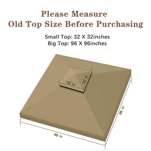 SCOCANOPY 8'x8' Gazebo Cover Replacement Canoy Top Compatible with Canadian Tire Living Crawford Gazebo, Fit for RONA 8x8 Gazebo #088-1067-8,Khaki — view 3