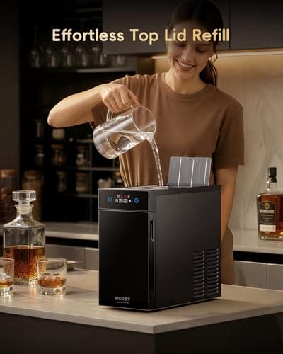 ecozy 2.4" Clear Ice Ball Maker Countertop with CrystalFlux Technology, Minimal Footprint Sphere Ice Maker with 8H Timer, 1 pcs in 40 Mins, 32 pcs/Day, Self-Cleaning for Home Bar Whiskey & Bourbon — view 5