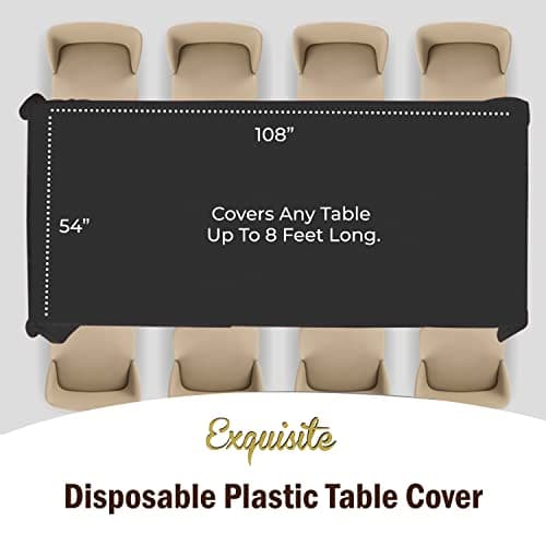 12-Pack Black Plastic Rectangle Tablecloths 54x108, Rectangular Table Cloths — view 3