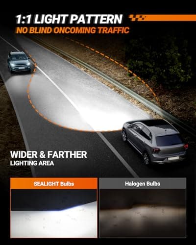 SEALIGHT H4 LED Headlight Bulbs, 48000 Lumens 900% Brighter 6500K Cool White Led Bulbs, All-in-One Mini Size H4 Lights, Plug and Play, Halogen Replacement, Pack of 2 — view 2