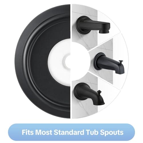 OFFO Stainless Steel Tub Spout Cover Ring, Universal Fit Faucet Hole Cover, Easy Snap-On Installation Decorative Trim Plate for Bathroom Tub Spout,Matt Black — view 5