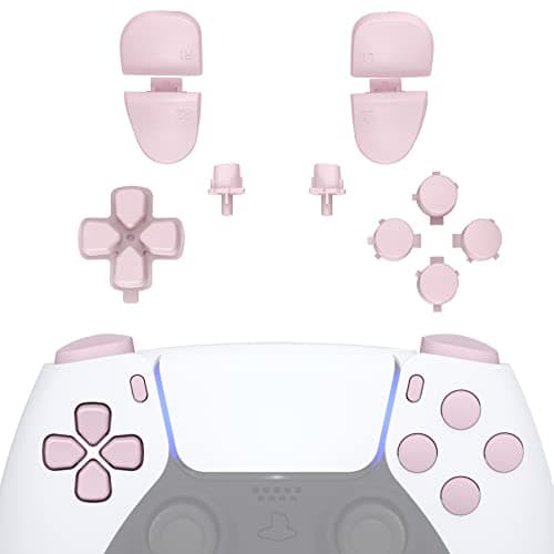 eXtremeRate Replacement D-pad R1 L1 R2 L2 Triggers Share Options Face Buttons, Cherry Blossoms Pink Full Set Buttons Compatible with ps5 Controller BDM-030 BDM-040 BDM-050 - Controller NOT Included