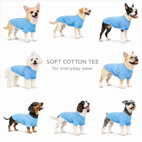 Lovelonglong Pet Clothing Dog Costumes Basic Blank T-Shirt Tee Shirts for Small Dogs Light-Blue M — view 4