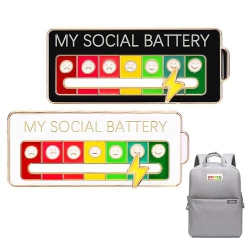 Social Battery Pin 2 Pcs My Social Battery Badge Mood Conversion Pins for 7 Days Badges Display Cute Creative Expression Pin Brooch for Introverts Interactive Men Women Gift