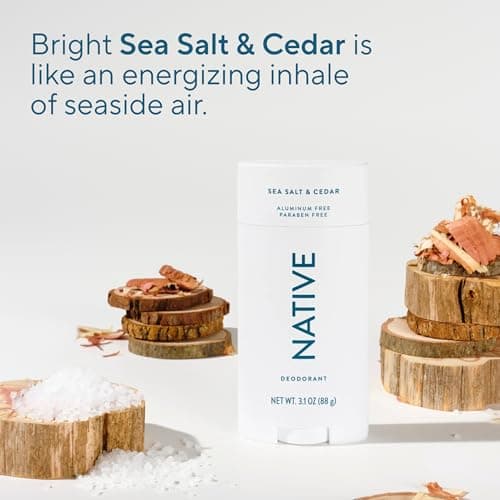 Native Aluminum Free Deodorant, Sea Salt & Cedar, Large Size Stick, 72 Hour Odor Control, for Women & Men, Contains Naturally Derived Ingredients, 3.1 oz — view 3