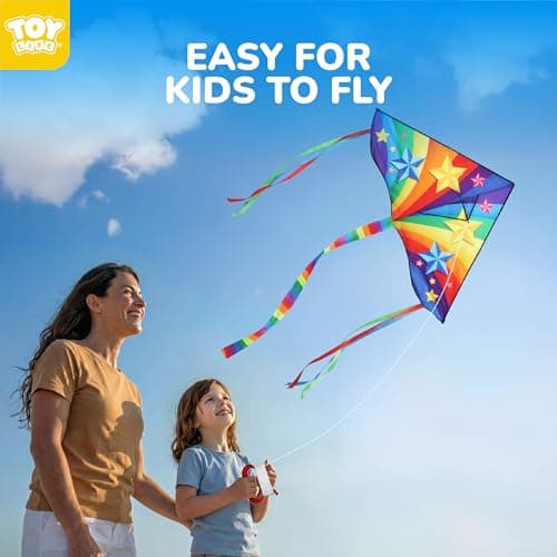 TOY Life 59.1'' Large Rainbow Delta Kites Easy to Fly for Kids Adults with 328.1 FT String, Beach Kite Outdoor Game Outside Toys Activity, Rainbow Gift for Kids Ages 4-8 — view 2