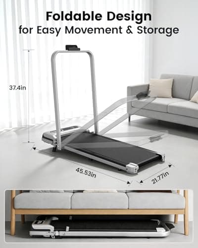 Yagud Walking Pad with 8% Incline, 3 in 1 Treadmill for Home & Office, 2.5HP Under Desk Treadmill with Handle, Portable Treadmill with Remote Control & Led Display, No Installation — view 3